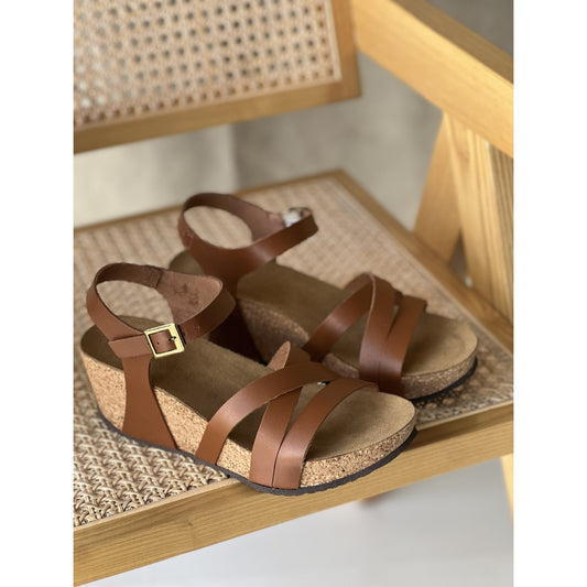 COPENHAGEN SHOES ALIDA Wedge sandals 0241 COGNAC