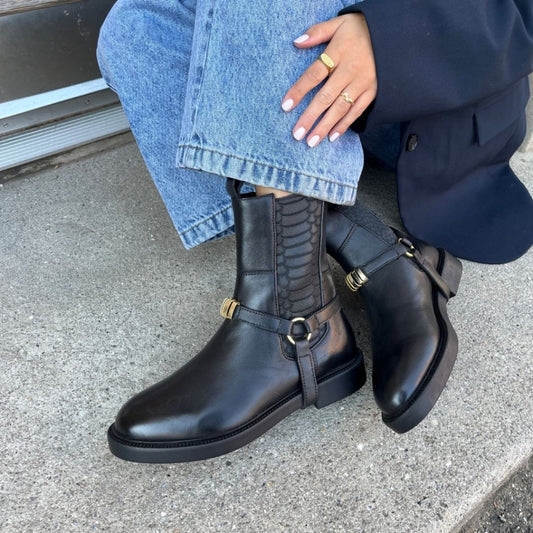 COPENHAGEN SHOES MOMENTS OF LIFE 2 (GOLD TRIM) Boots 0001 BLACK