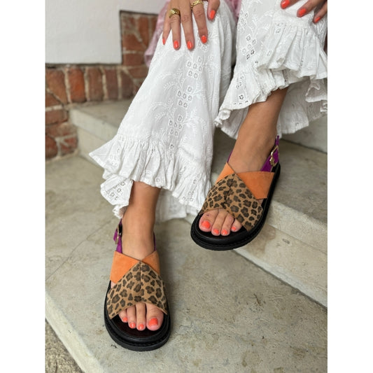 COPENHAGEN SHOES NEW STRONGER MULTI 23 Sandals 428 LEO/ORANGE