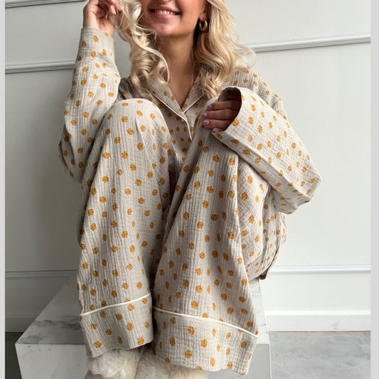 STORIES FROM THE ATELIER by COPENHAGENSHOES PAJAMAS SHIRT 3 SHIRT 03 GREEN YELLOW BIG FLOWER