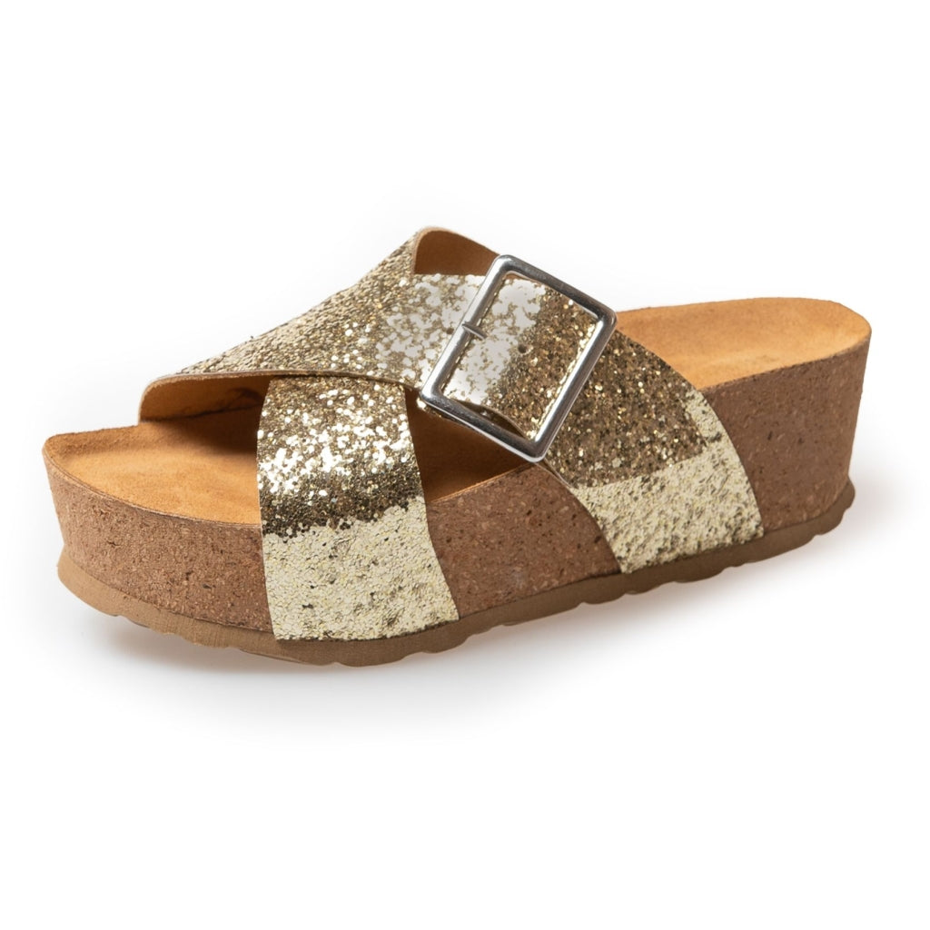 COPENHAGEN SHOES VANESA Wedge sandals 013 GOLD GLITTER