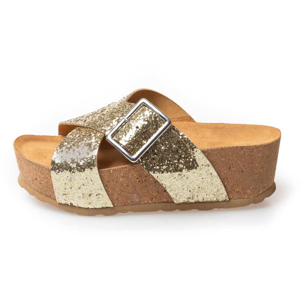 COPENHAGEN SHOES VANESA Wedge sandals 013 GOLD GLITTER