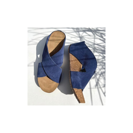 COPENHAGEN SHOES FRANCES 23 Suede Wedge sandals 00078 NAVY (OLTREMARE 278)