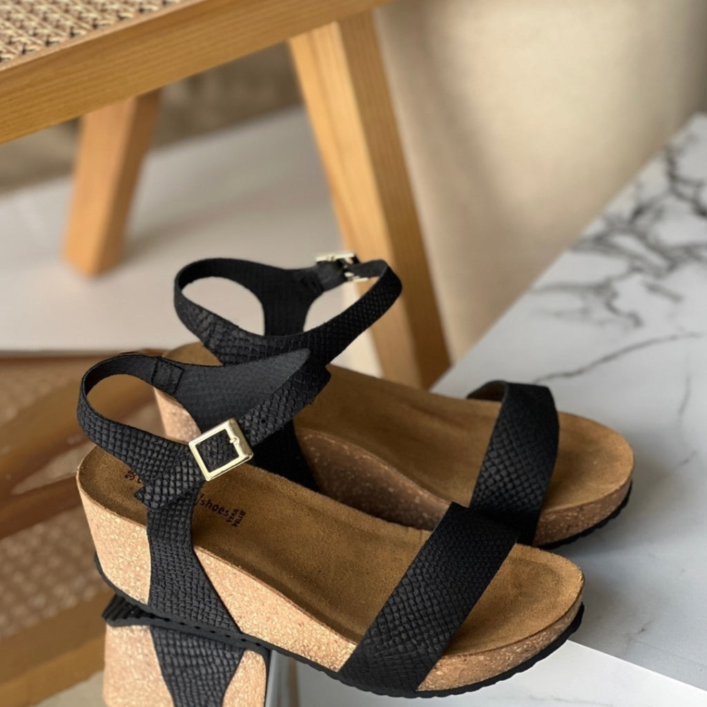 COPENHAGEN SHOES CINDY 20 SN Wedge sandals 099 BLACK
