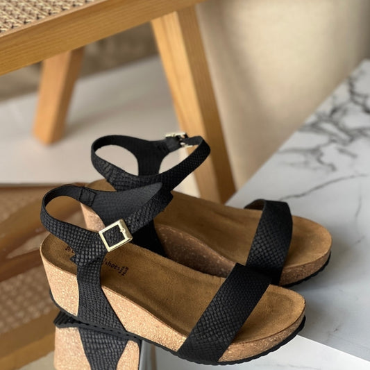 COPENHAGEN SHOES CINDY 20 SN Wedge sandals 099 BLACK