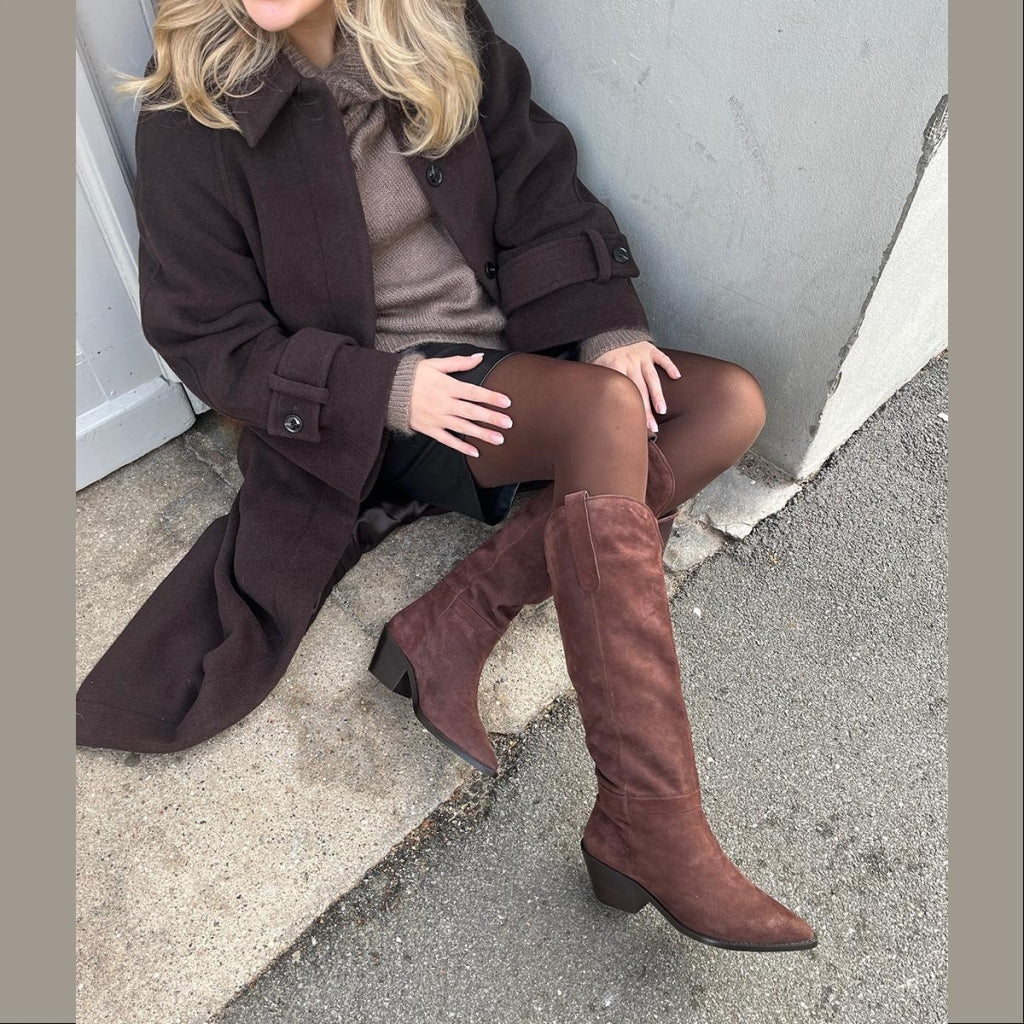 COPENHAGEN SHOES DIVIDED SUEDE Long boot 0035 DARK BROWN (COFFEE BEAN)