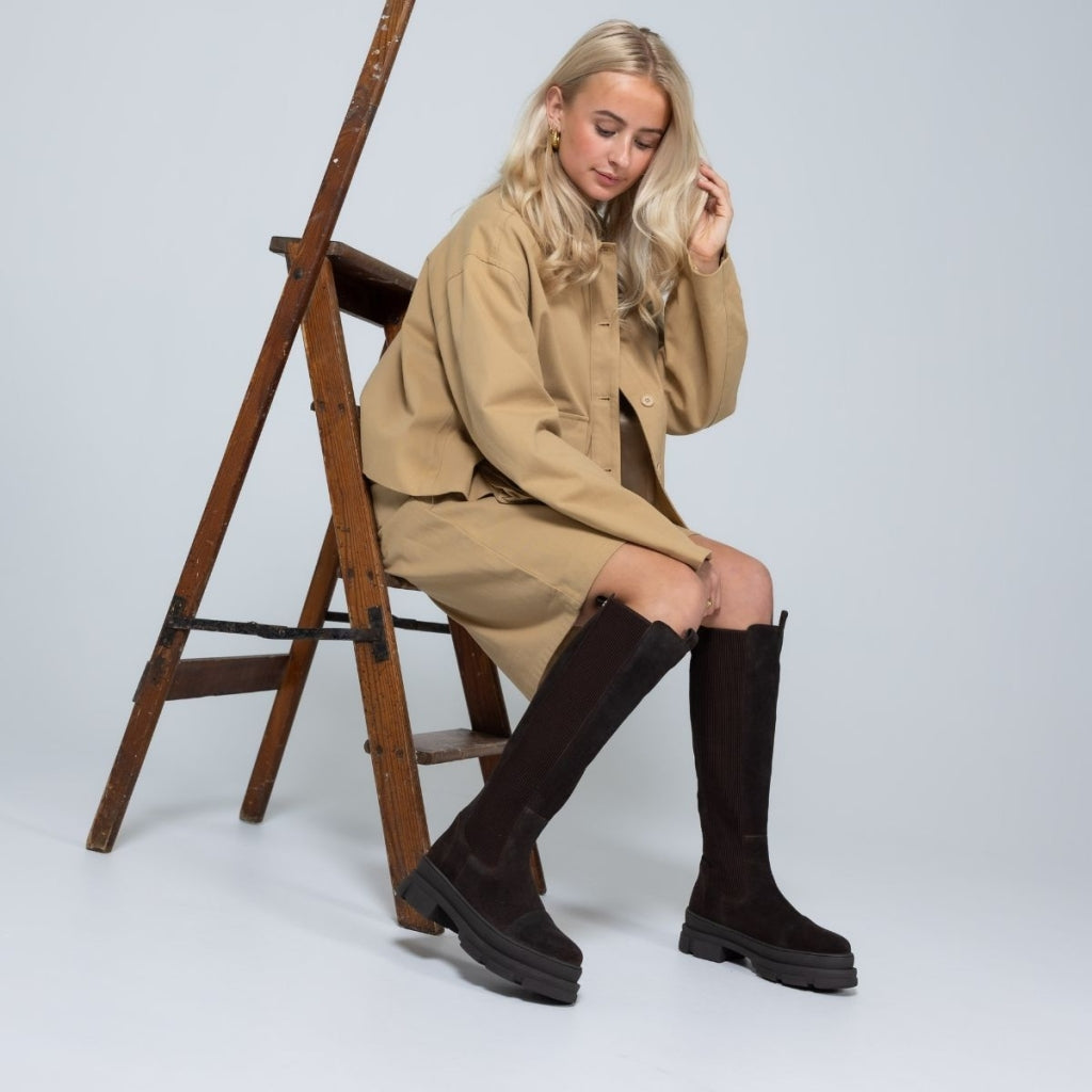 COPENHAGEN SHOES FOLLOW ME AND MORE S. Long boot 004 Dark brown