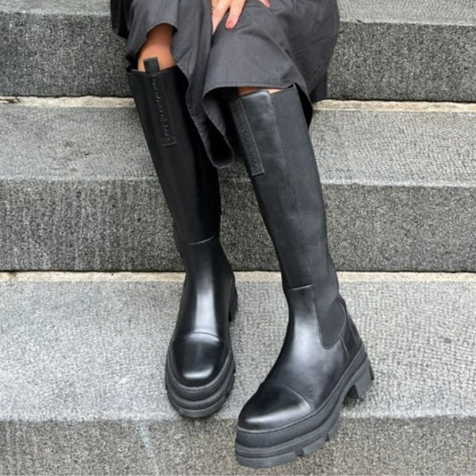 COPENHAGEN SHOES FOLLOW ME ZIPPER Long boot 002 Black (with black stiches)