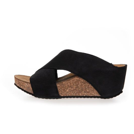 COPENHAGEN SHOES FRANCES 23 Suede Wedge sandals 0001 BLACK