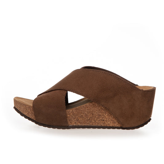 COPENHAGEN SHOES FRANCES 23 Suede Wedge sandals 00066 DARK BROWN (MARRONE 417)