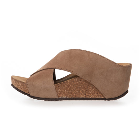 COPENHAGEN SHOES FRANCES 23 Suede Wedge sandals 00075 DARK BEIGE (BEIGE 132BIS)