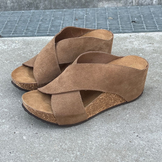 COPENHAGEN SHOES FRANCES 23 Suede Wedge sandals 00068 BEIGE (BEIGE 132 BIS)