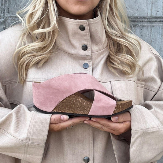 COPENHAGEN SHOES FRANCES 23 Suede Wedge sandals 00070 ROSE (ANTICO 622)