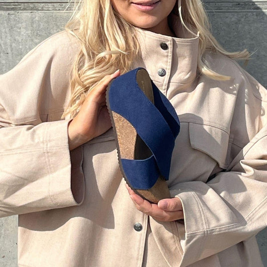 COPENHAGEN SHOES FRANCES 23 Suede Wedge sandals 00078 NAVY (OLTREMARE 278)