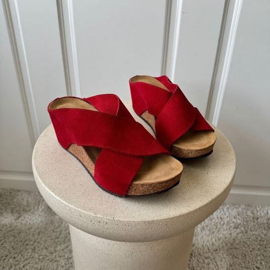 COPENHAGEN SHOES FRANCES 23 Suede Wedge sandals 0016 RED