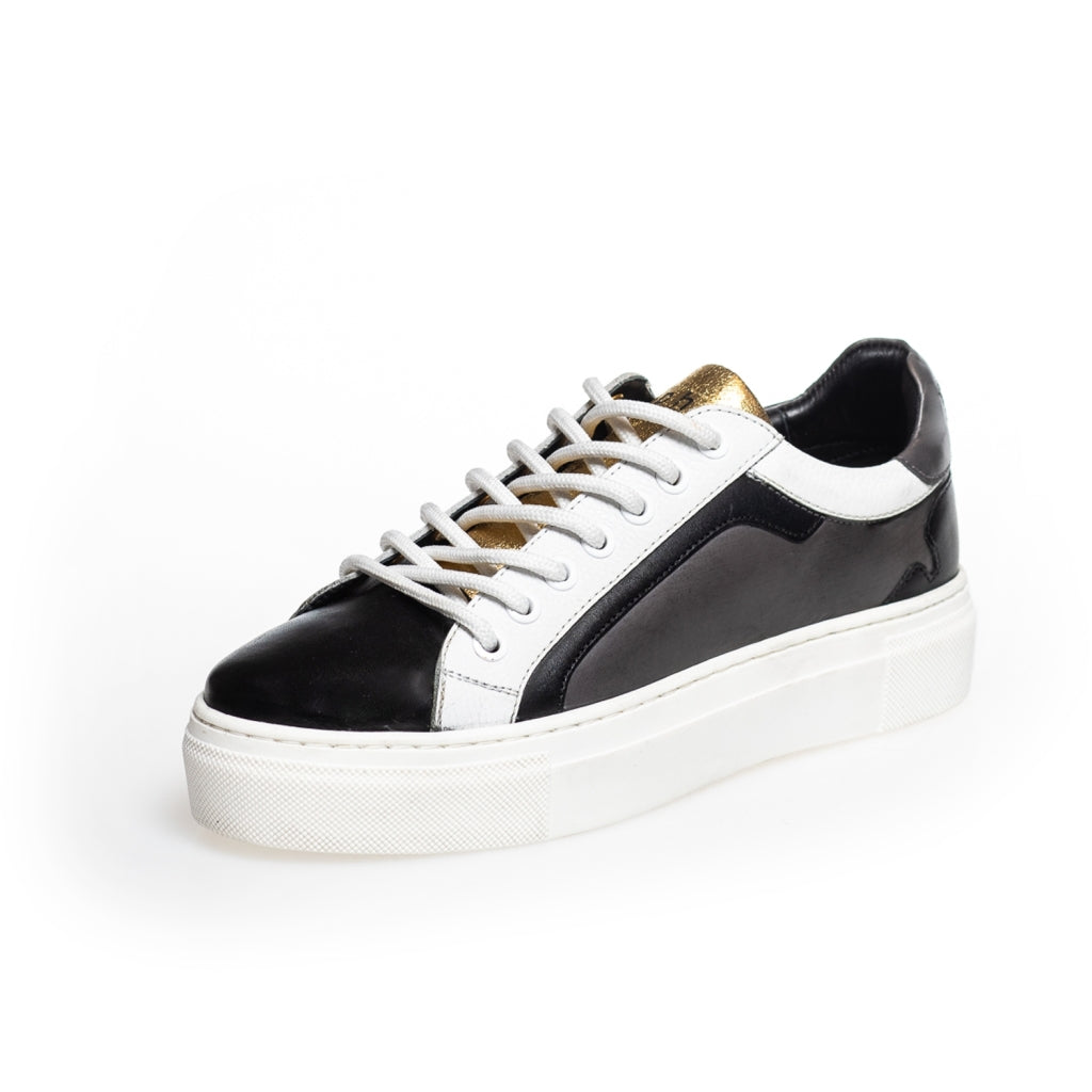 COPENHAGEN SHOES GIVE IT UP Sneakers 0120 BLACK/DK GREY/WHITE/GOLD