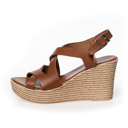 COPENHAGEN SHOES JADIE Wedge sandals 0241 COGNAC