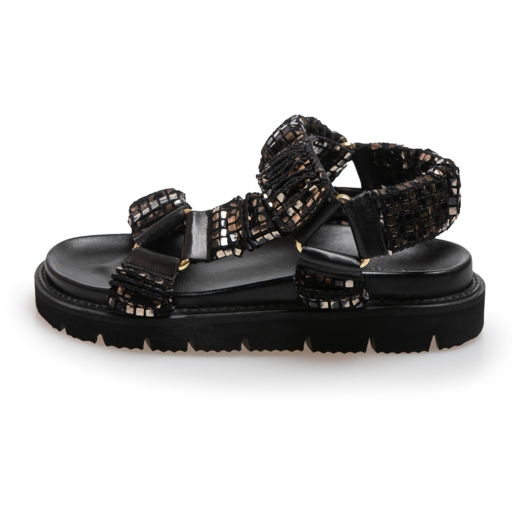 COPENHAGEN SHOES KEEP WALKING - GLITTER Sandals 010 GLITTER BLACK/GOLD