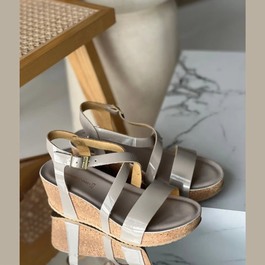 COPENHAGEN SHOES MICHELLE PATENT Wedge sandals 0057 TAUPE