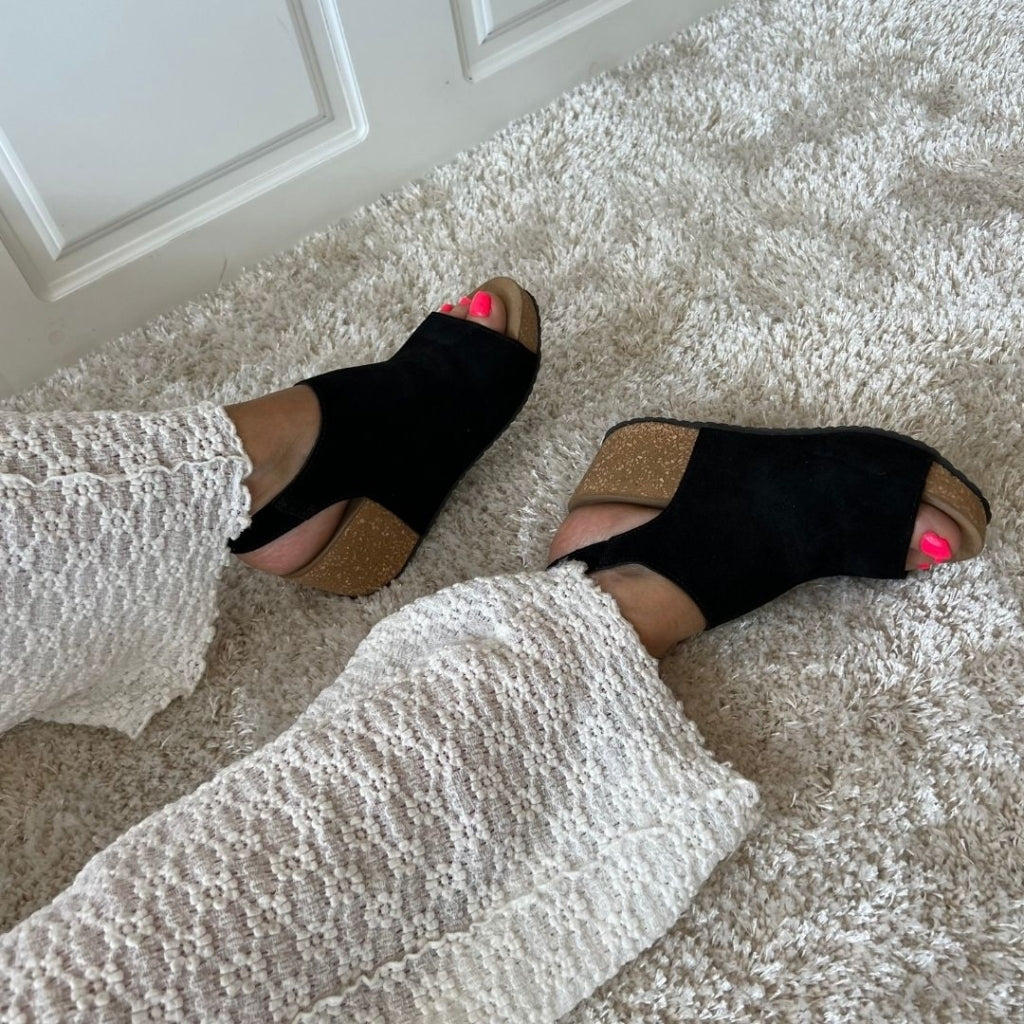COPENHAGEN SHOES NEW COACHELLA SUEDE Wedge sandals 001 Black
