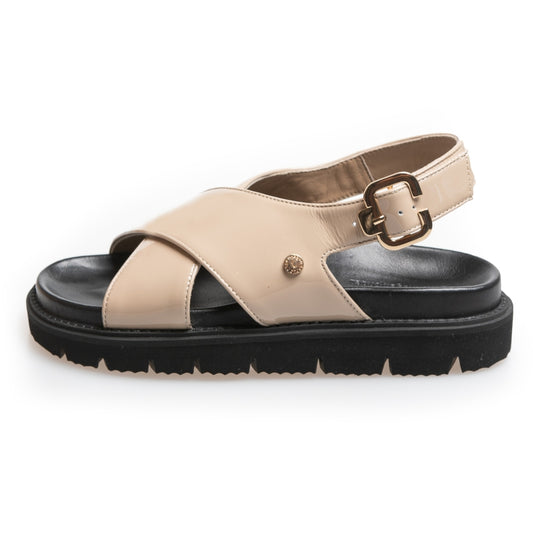 COPENHAGEN SHOES SUMMERTIME - PATENT Sandals 1209 NUDE W/BLACK SOLE