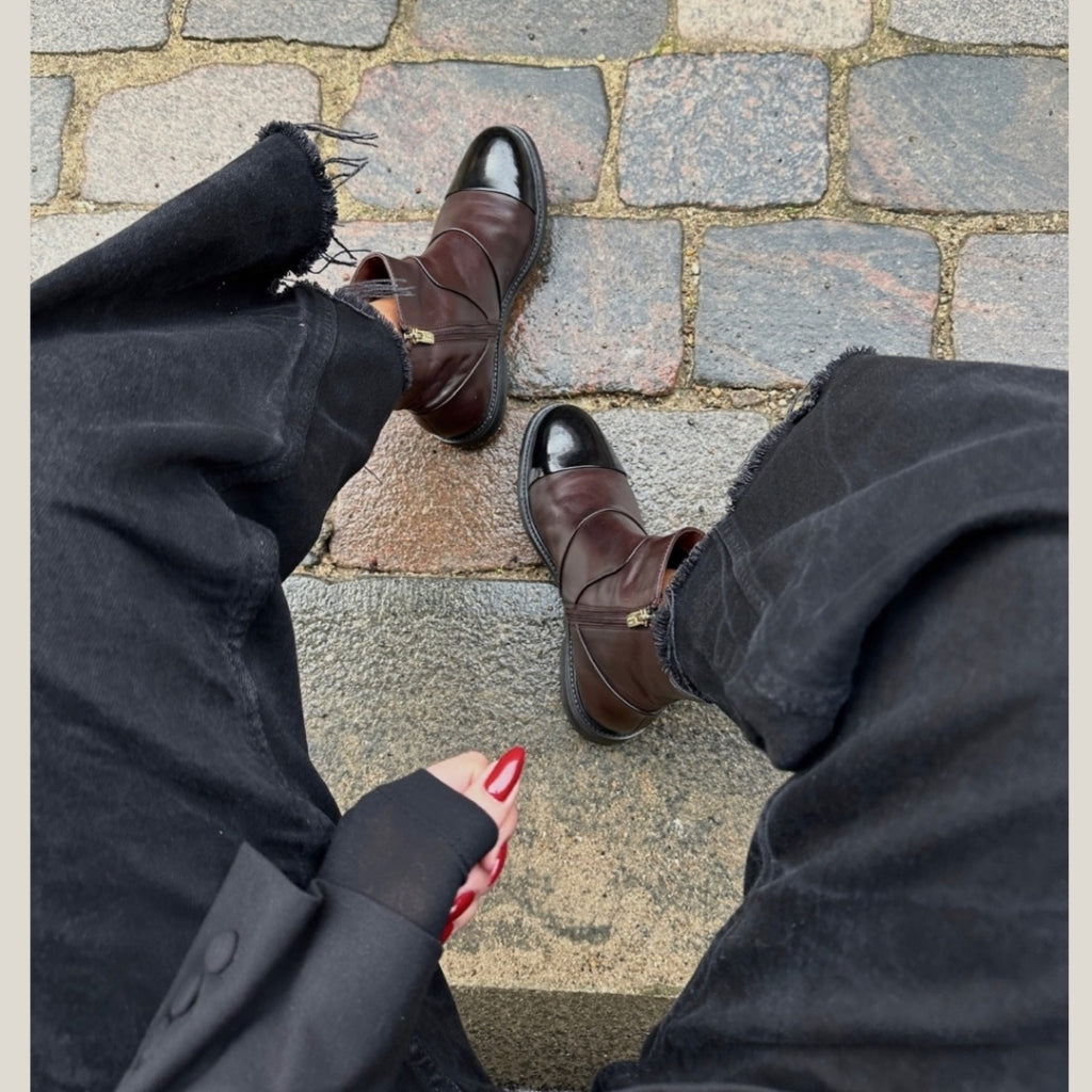 COPENHAGEN SHOES THE MAGIC BOOT Boots 0400 DARK BROWN W PATENT TOE