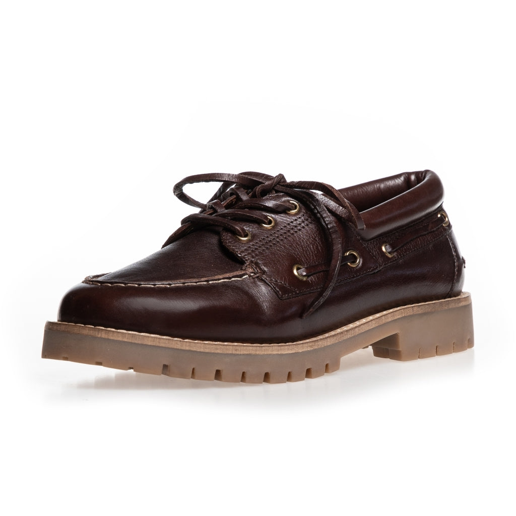 COPENHAGEN SHOES THE WALK LEATHER Boat Shoe 0018 DK BROWN