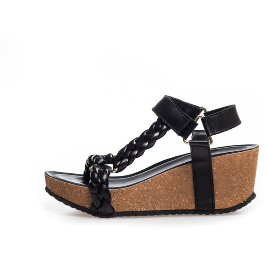 COPENHAGEN SHOES WOVEN LADY Wedge sandals 0001 BLACK