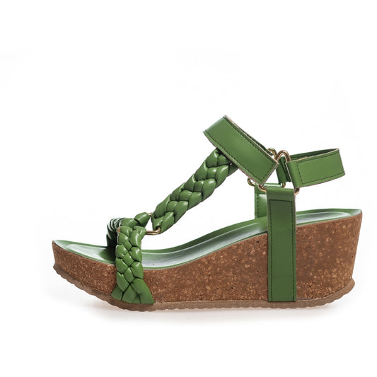 COPENHAGEN SHOES WOVEN LADY Wedge sandals 0027 GREEN