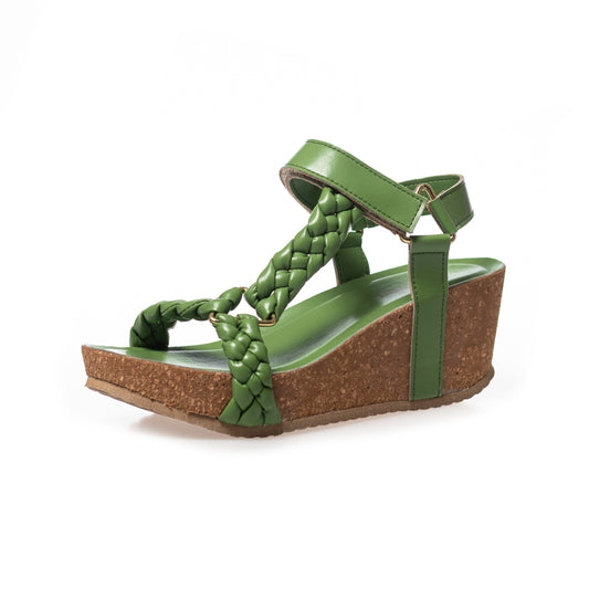 COPENHAGEN SHOES WOVEN LADY Wedge sandals 0027 GREEN
