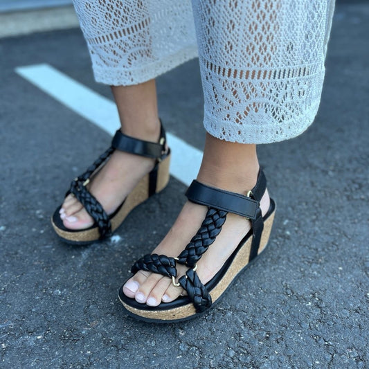 COPENHAGEN SHOES WOVEN LADY Wedge sandals 0001 BLACK