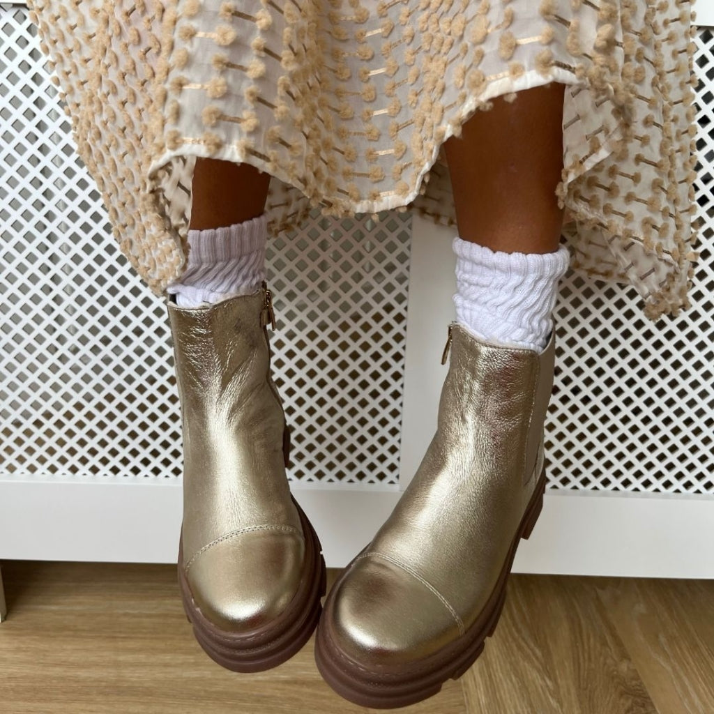 Gold boots for girls clearance