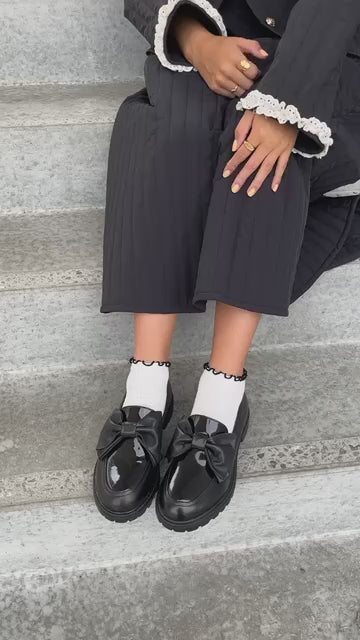 loafers with bow tie