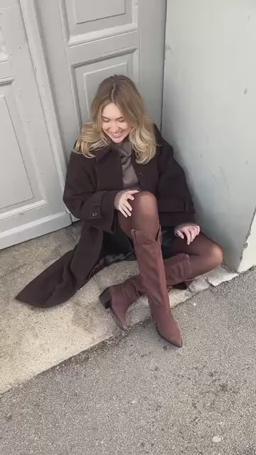 COPENHAGEN SHOES DIVIDED SUEDE Long boot 0035 DARK BROWN (COFFEE BEAN)