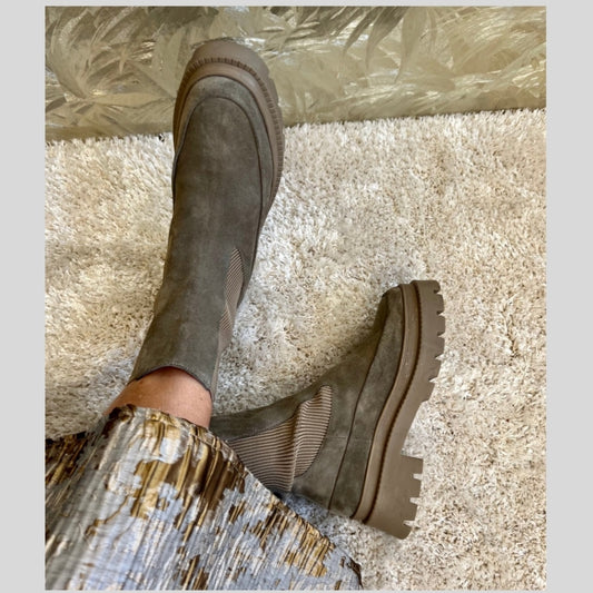 COPENHAGEN SHOES MY GIRL AND ME SUEDE Boots 1203 DK TAUPE (ARMY)