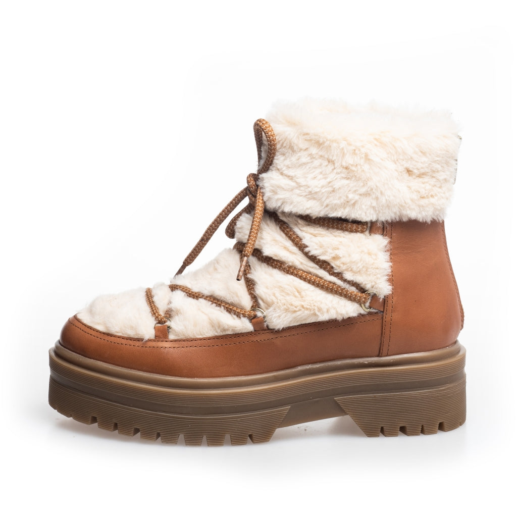 COPENHAGEN SHOES SNOW BY SNOW 22 LOW Boots 2229 COGNAC OFF-WHITE